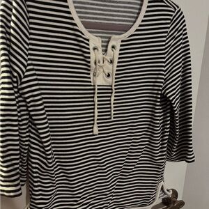 Striped Lace-Up Women's Top